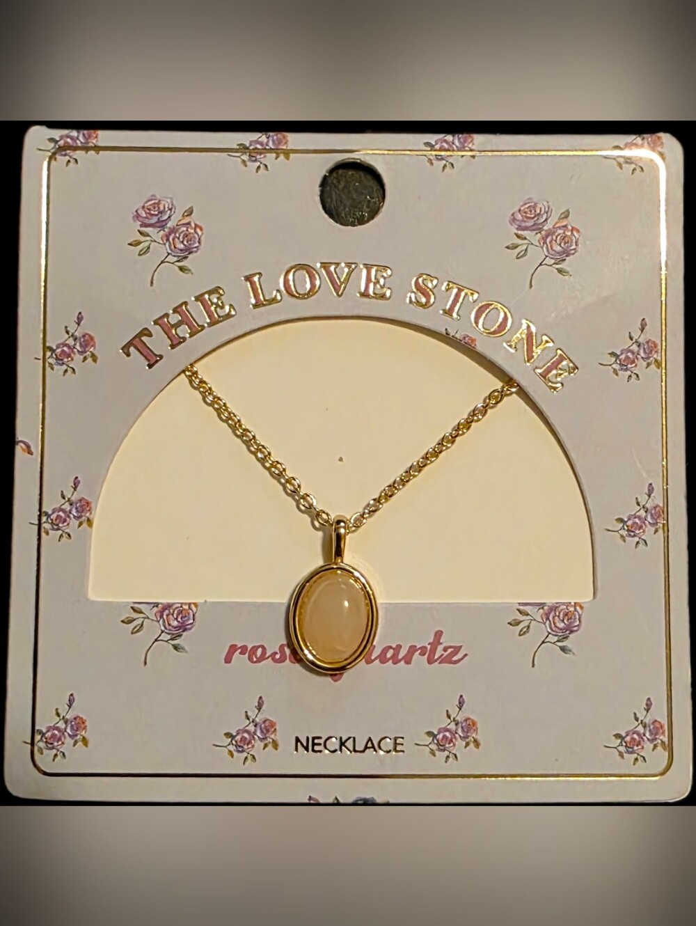 Rose Quartz Oval Pendant Necklace